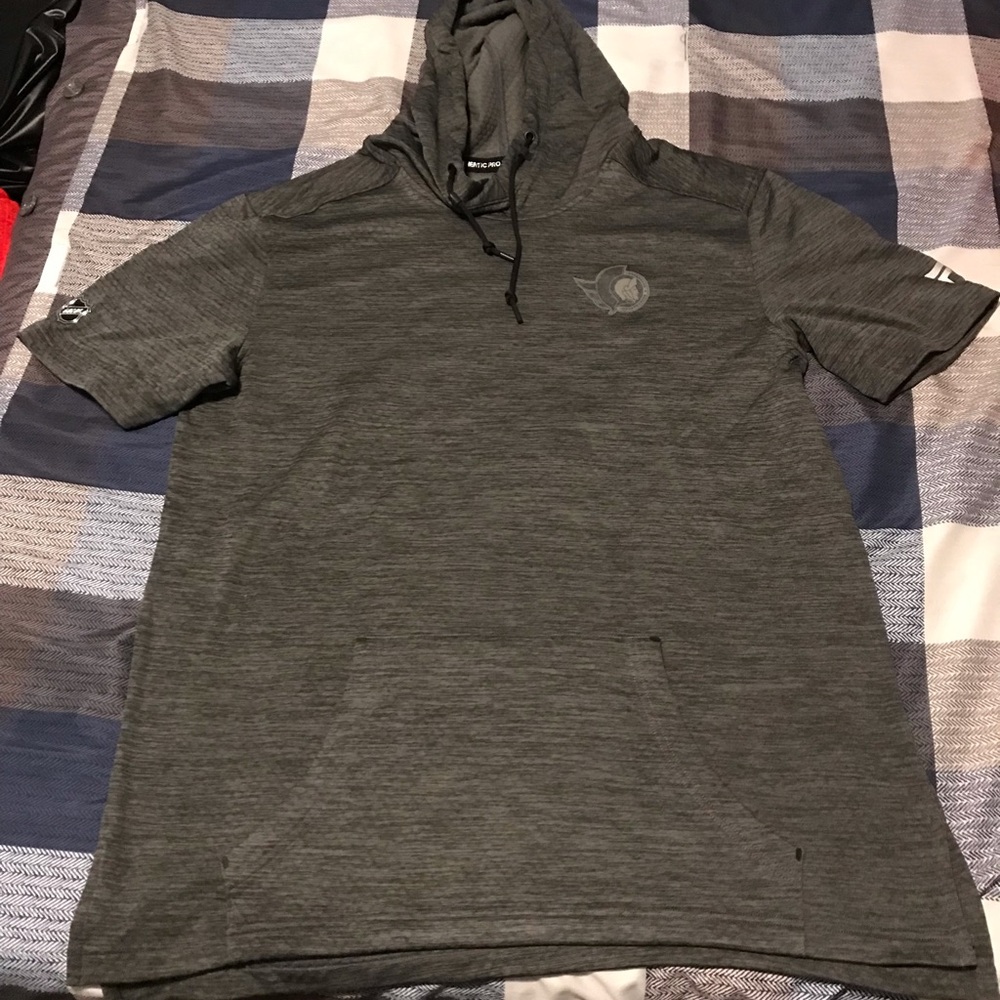 Fanatics Ottawa Senators Gray Short-Sleeve Hooded Shirt